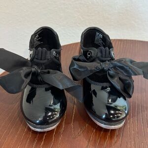 Weissman Ribonette Tap Shoes W600 Size 10.5 Girls Youth Kids Black Ribbon Shoe